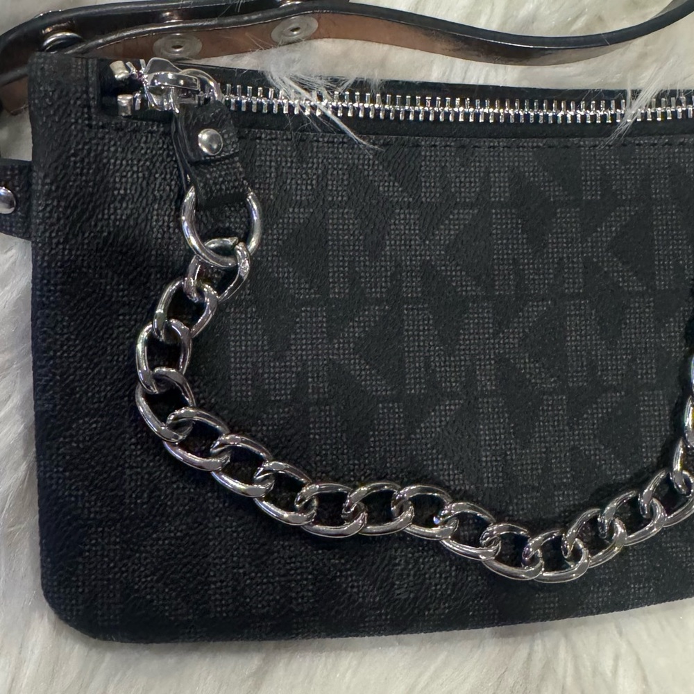 Michael Kors Black Belt Bag with Silver Chain Sz: S/M